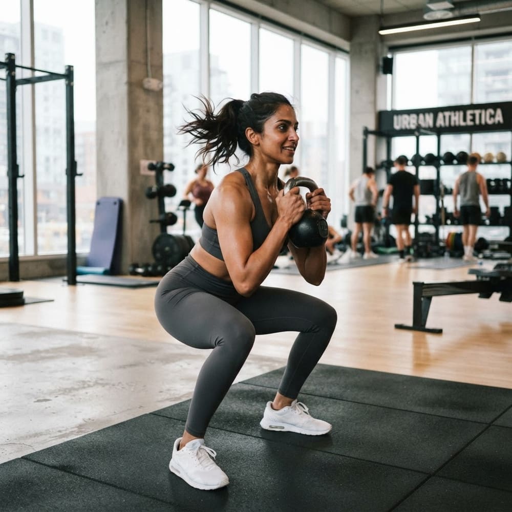 Indian woman wearing META NEST ACTIVEWEAR Crown High-Waist Sculpt Leggings in Storm Charcoal