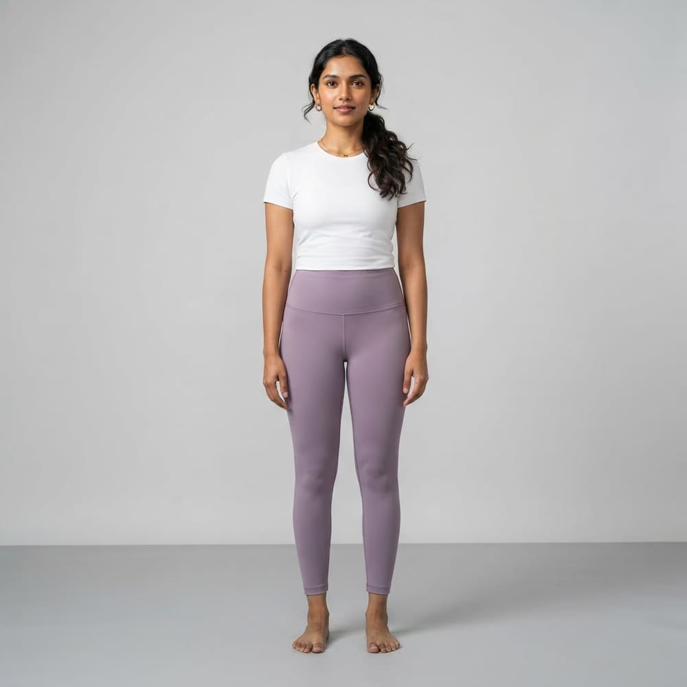 Indian woman wearing META NEST ACTIVEWEAR QueenSoft Everyday Leggings Lite in Dusty Lilac