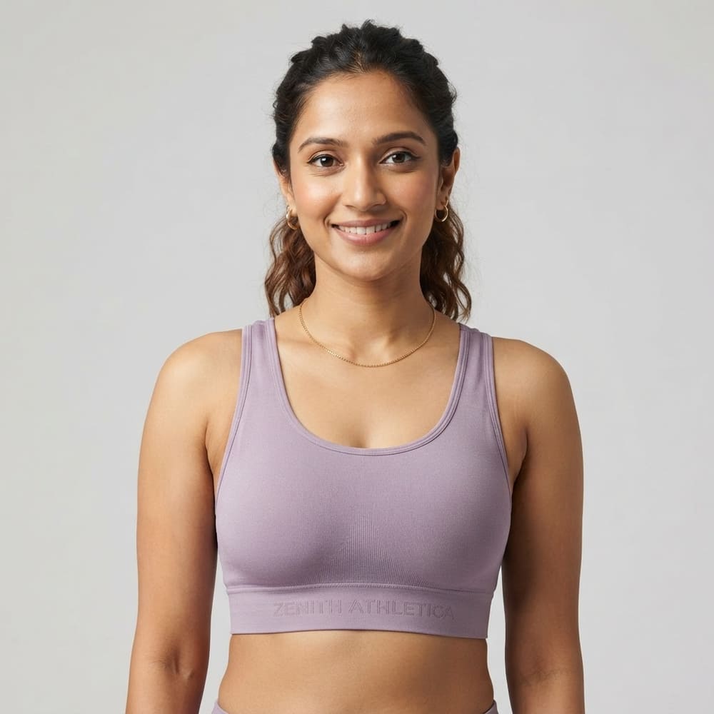 Indian woman wearing META NEST ACTIVEWEAR Soft Queen Everyday Bra in Dusty Lilac
