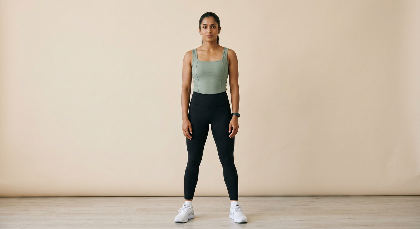 Indian woman wearing META NEST ACTIVEWEAR Square-Neck Bodysuit Tee in Sage Leaf