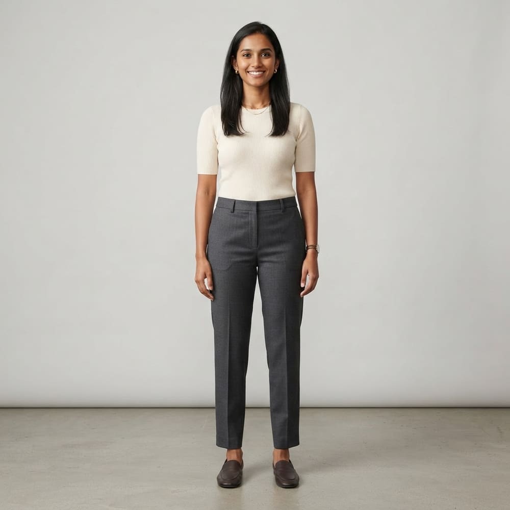 Indian woman wearing META NEST ACTIVEWEAR Studio Straight Pants Lite in Storm Charcoal